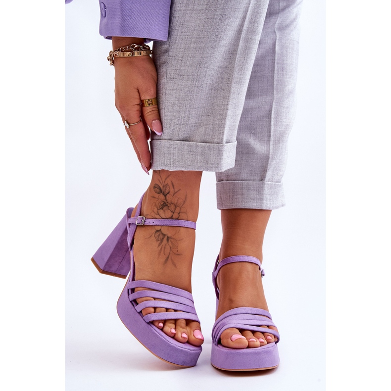 Sandalias Mujer Plataforma Ante Morado Verda púrpura 1