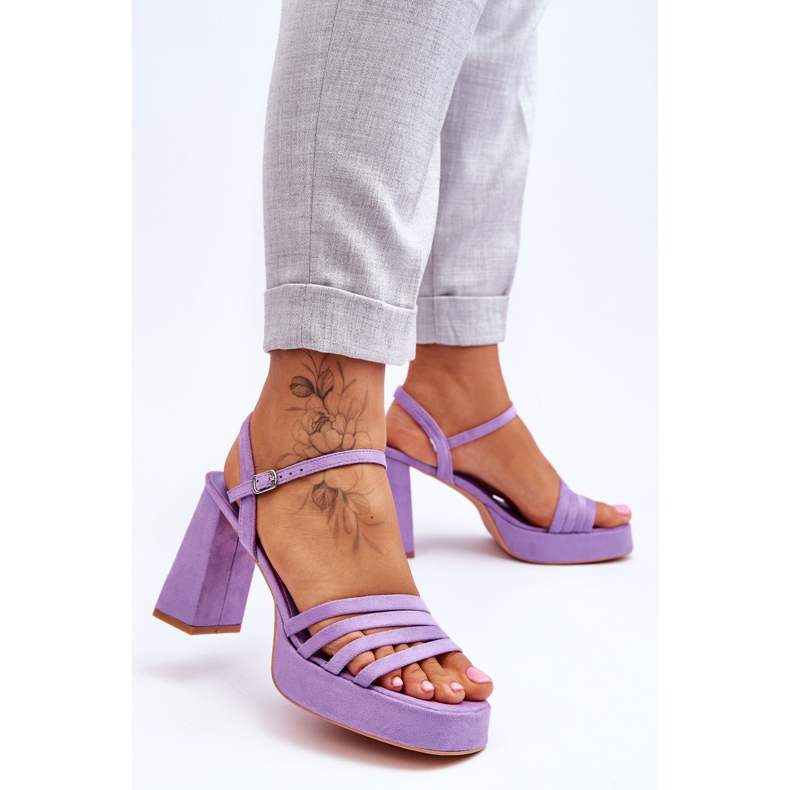 Sandalias Mujer Plataforma Ante Morado Verda púrpura 2