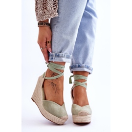 Sandalias de cuña con cordones para mujer Bethany Green verde 1