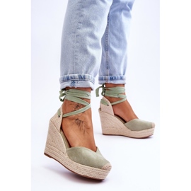 Sandalias de cuña con cordones para mujer Bethany Green verde 2