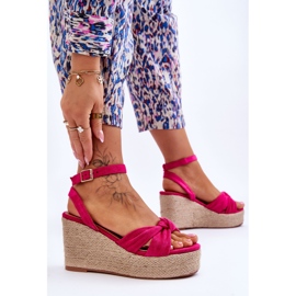 Sandalias Mujer Cuña Fucsia Kendall rosado 4