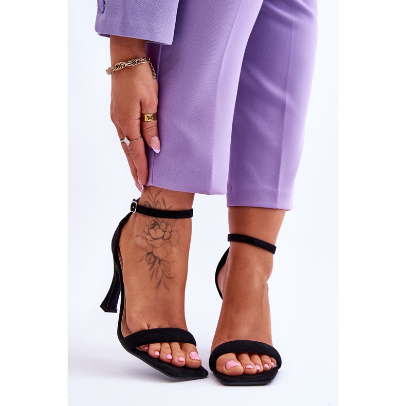 Sandalias Tacón Mujer Ante Negro Rousses 1