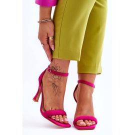 Sandalias De Mujer De Ante Fucsia Rousses Tacón Alto rosado 1
