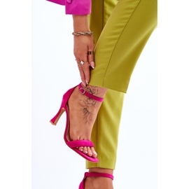 Sandalias De Mujer De Ante Fucsia Rousses Tacón Alto rosado 7