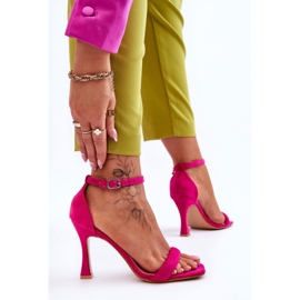Sandalias De Mujer De Ante Fucsia Rousses Tacón Alto rosado 4