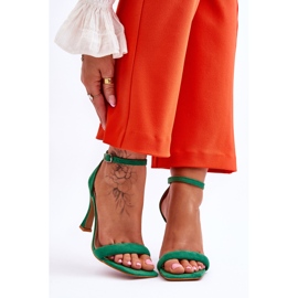 Sandalias de tacón Rousses de mujer de ante de color verde 1