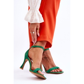Sandalias de tacón Rousses de mujer de ante de color verde 2
