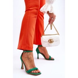 Sandalias de tacón Rousses de mujer de ante de color verde 3