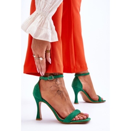 Sandalias de tacón Rousses de mujer de ante de color verde 4