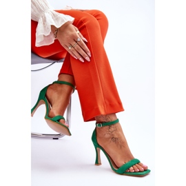 Sandalias de tacón Rousses de mujer de ante de color verde 7