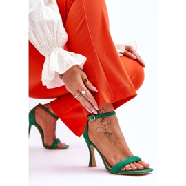 Sandalias de tacón Rousses de mujer de ante de color verde 5