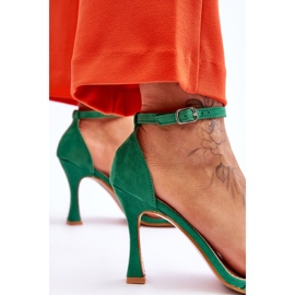 Sandalias de tacón Rousses de mujer de ante de color verde 6
