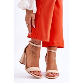 Sandalias De Mujer Con Tacón Estable Beige Lavissa marrón 1