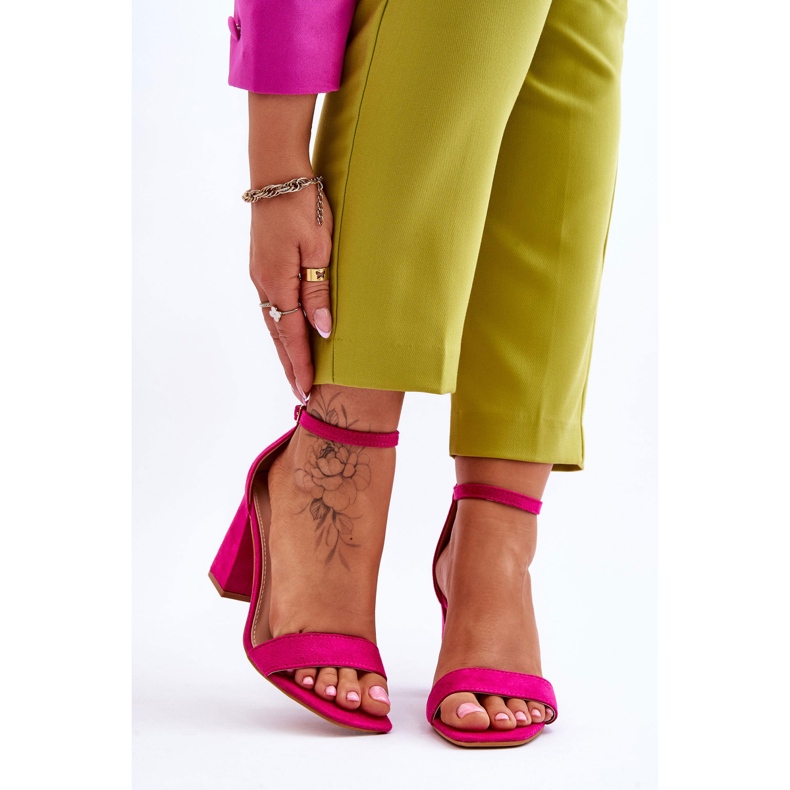 Sandalias De Mujer Con Tacón Estable Fucsia Lavissa rosa 1