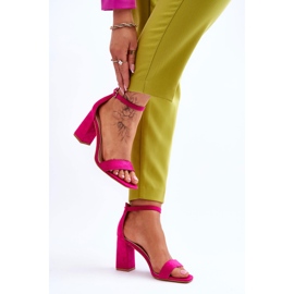 Sandalias De Mujer Con Tacón Estable Fucsia Lavissa rosado 3