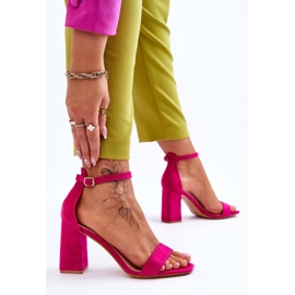 Sandalias De Mujer Con Tacón Estable Fucsia Lavissa rosado 4