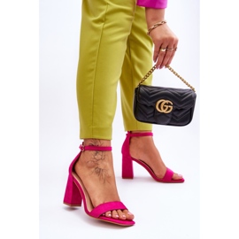 Sandalias De Mujer Con Tacón Estable Fucsia Lavissa rosa 2