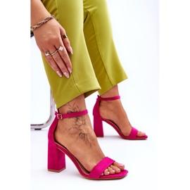 Sandalias De Mujer Con Tacón Estable Fucsia Lavissa rosado 7