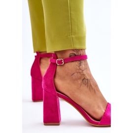 Sandalias De Mujer Con Tacón Estable Fucsia Lavissa rosado 6