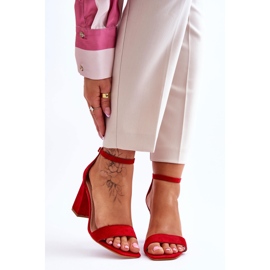 FJ1 Sandalias De Mujer Con Tacón Estable Rojo Lavissa 1