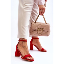 FJ1 Sandalias De Mujer Con Tacón Estable Rojo Lavissa 2