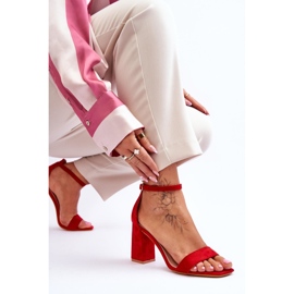 FJ1 Sandalias De Mujer Con Tacón Estable Rojo Lavissa 5