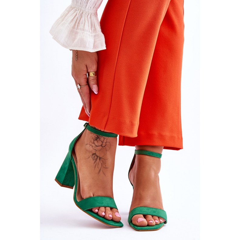 Sandalias De Mujer Con Tacón Estable Verde Lavissa 1