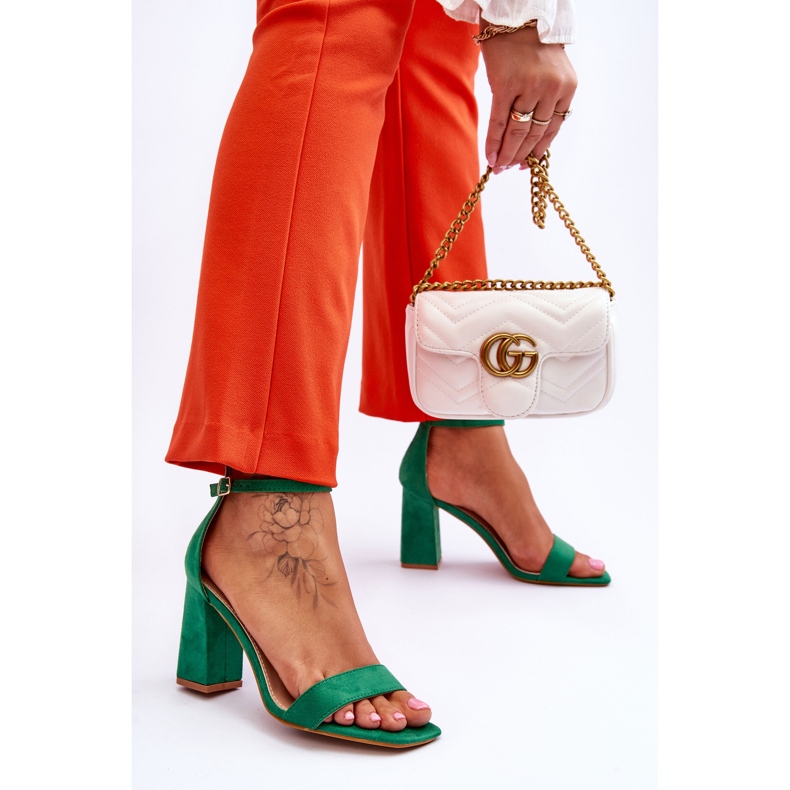 Sandalias De Mujer Con Tacón Estable Verde Lavissa 2