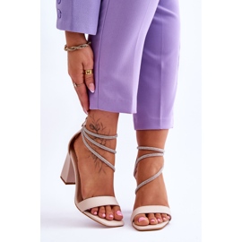 FJ1 Sandalias De Moda Con Circonitas Beige Carma marrón 1