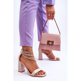 FJ1 Sandalias De Moda Con Circonitas Beige Carma marrón 2