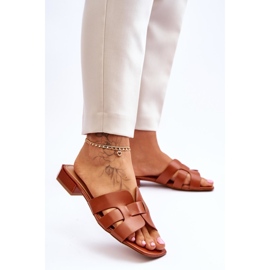 FJ1 Pantuflas Clásicas Mujer Fendy Piel Camel marrón 4