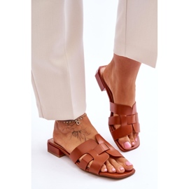 FJ1 Pantuflas Clásicas Mujer Fendy Piel Camel marrón 5