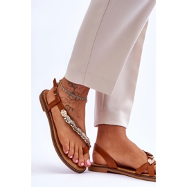 FJ1 Sandalias con adornos de mujer Camel Alamis marrón 2