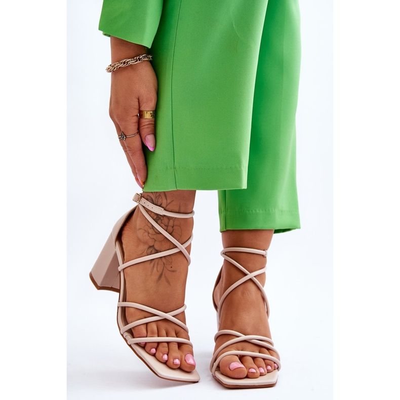 FJ1 Sandalias De Mujer De Moda De Cuero Beige Primma Tacones Altos marrón 1