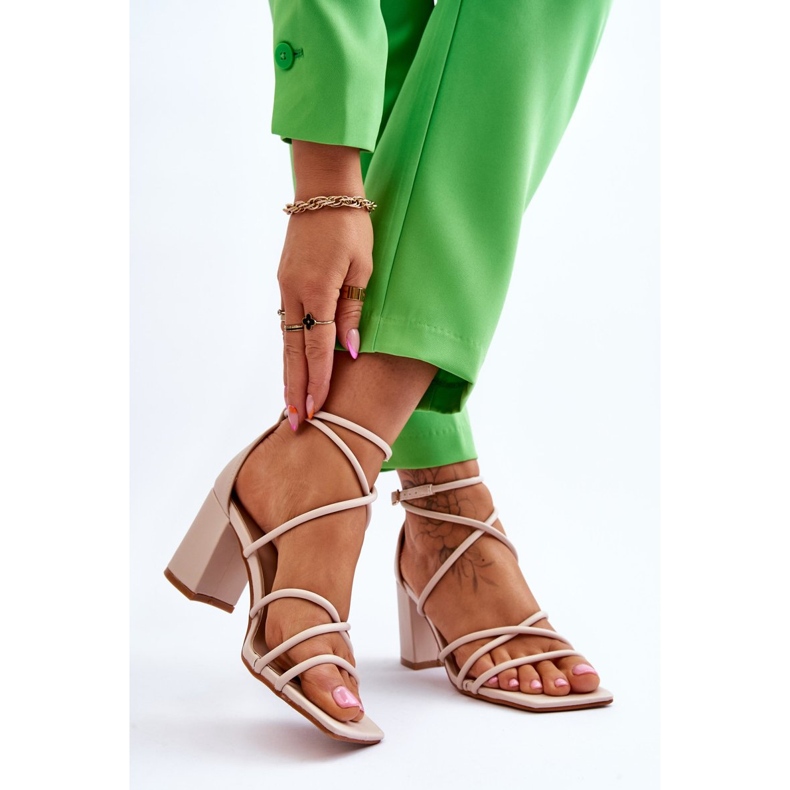 FJ1 Sandalias De Mujer De Moda De Cuero Beige Primma Tacones Altos marrón 2