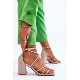 FJ1 Sandalias De Mujer De Moda De Cuero Beige Primma Tacones Altos marrón 4