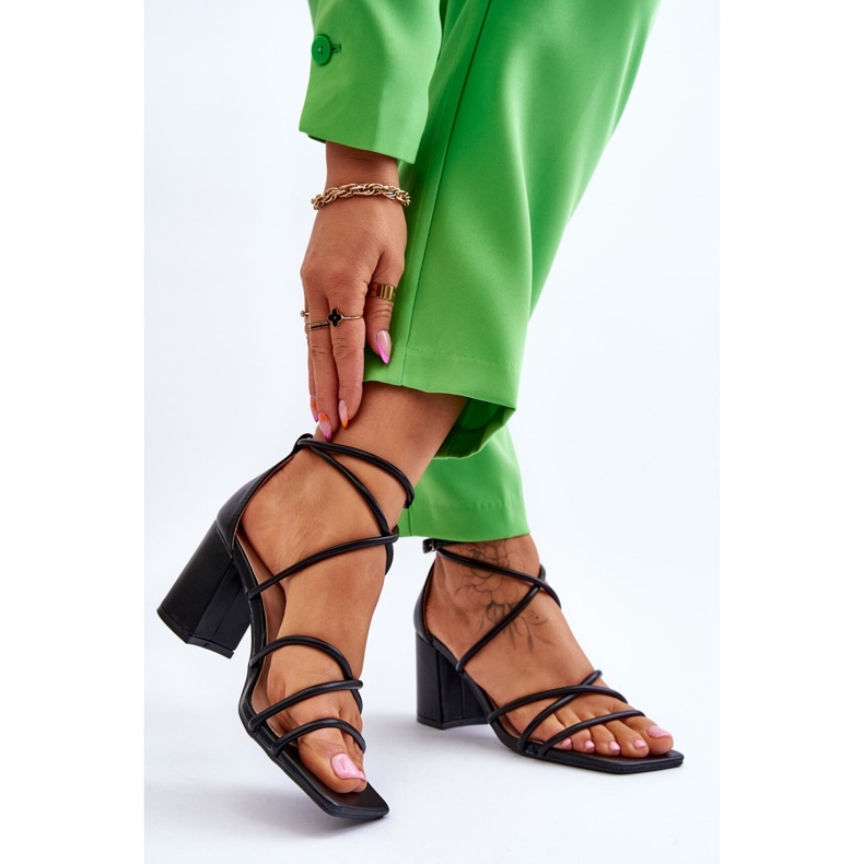 Sandalias Tacón Mujer Moda Piel Negro Primma 2