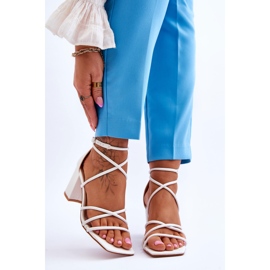 FJ1 Sandalias De Tacón De Mujer De Moda En Piel Blanco Primma 1