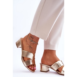 FJ1 Sandalias Clásicas Tacón Bajo Piel Miley Dorada dorado 3