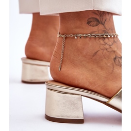 FJ1 Sandalias Clásicas Tacón Bajo Piel Miley Dorada dorado 5