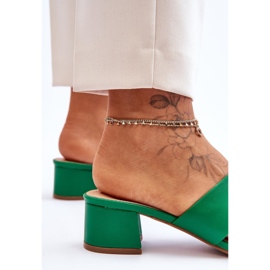 FJ1 Sandalias Clásicas Tacón Bajo Cuero Miley Verde 7