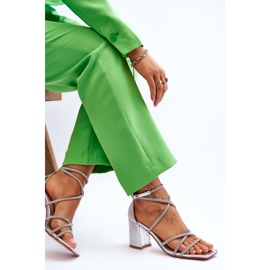 FJ1 Sandalias De Mujer De Piel Con Zirconia Cúbica Tacón Plateado Liviano plata 6