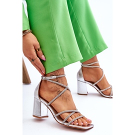 FJ1 Sandalias De Mujer De Piel Con Zirconia Cúbica Tacón Plateado Liviano plata 7