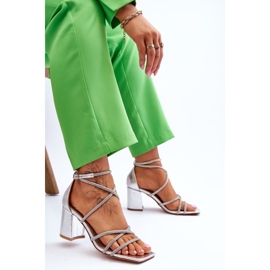 FJ1 Sandalias De Mujer De Piel Con Zirconia Cúbica Tacón Plateado Liviano plata 8