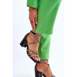 FJ1 Sandalias De Mujer De Piel Con Tacón Alto De Zirconia Cúbica Negro Liviano 5