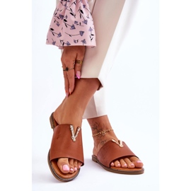 FJ1 Pantuflas clásicas con adornos Bertha color camel para mujer marrón 2