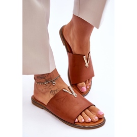 FJ1 Pantuflas clásicas con adornos Bertha color camel para mujer marrón 4