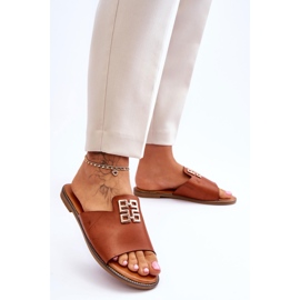 FJ1 Cómodas Pantuflas De Mujer De Moda Con Decoración Camel Ayanna marrón 3