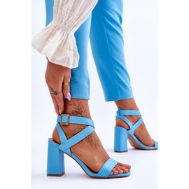 Sandalias Elegantes Con Tacón Azul Claro Michele 3
