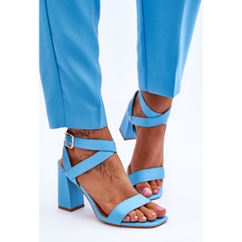 Sandalias Elegantes Con Tacón Azul Claro Michele 5